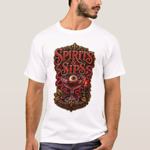 Camiseta Fiesta de Cócteles de Halloween Espíritus y Tragos