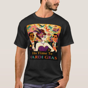 Camiseta Fiesta de cócteles de Mid Century Mardi Gras