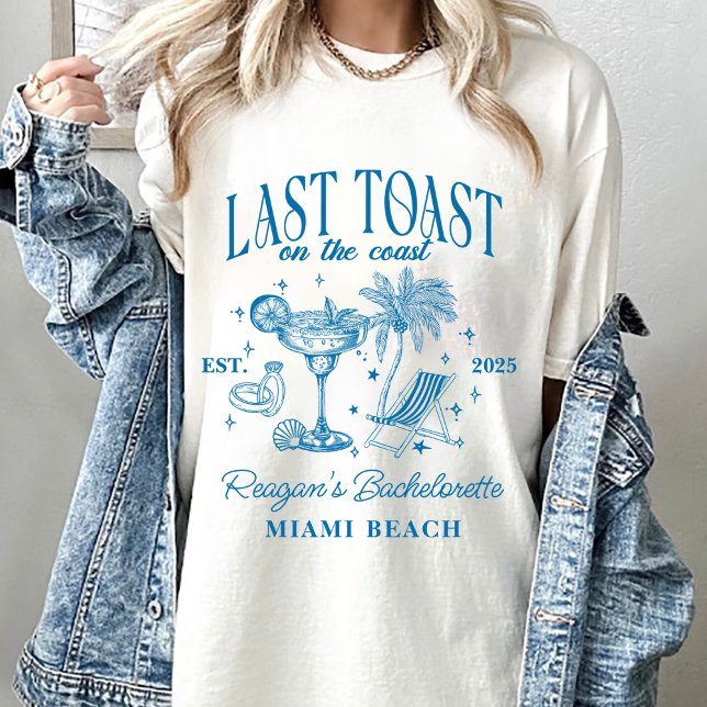 Camiseta Fiesta de cócteles moderna de soltera costera azul (Subido por el creador)