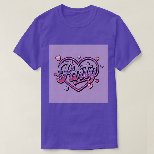 Camiseta Fiesta de corazones rosados Lavender (Diseño del anverso)