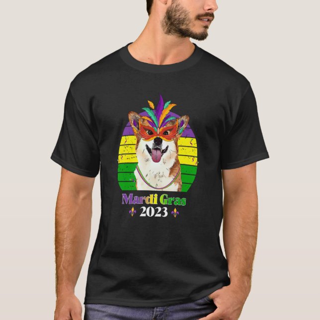 Camiseta Fiesta de Corgi Perro Mardi Gras 2023 (Anverso)