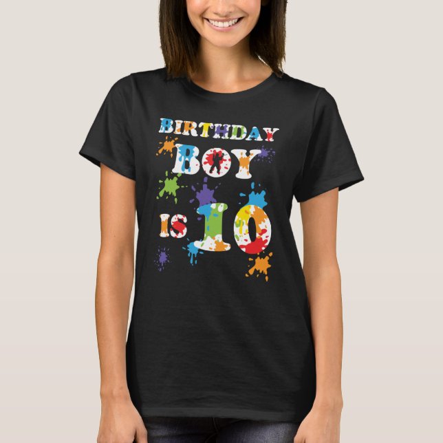 Camiseta Fiesta de cumpleaños 10 años de Paintball (Anverso)
