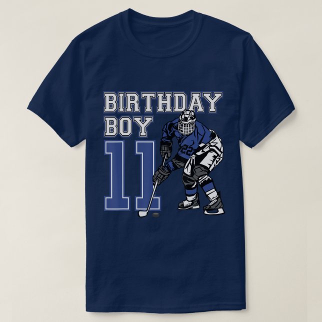 Camiseta Fiesta de cumpleaños 11 años de Hockey sobre Hielo (Diseño del anverso)