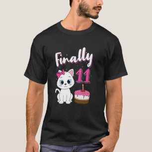 Camiseta Fiesta de cumpleaños 11 Dueña de gato 11 años Gati