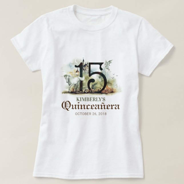 Camiseta Fiesta de cumpleaños 15 de la princesa Quinceanera (Diseño del anverso)