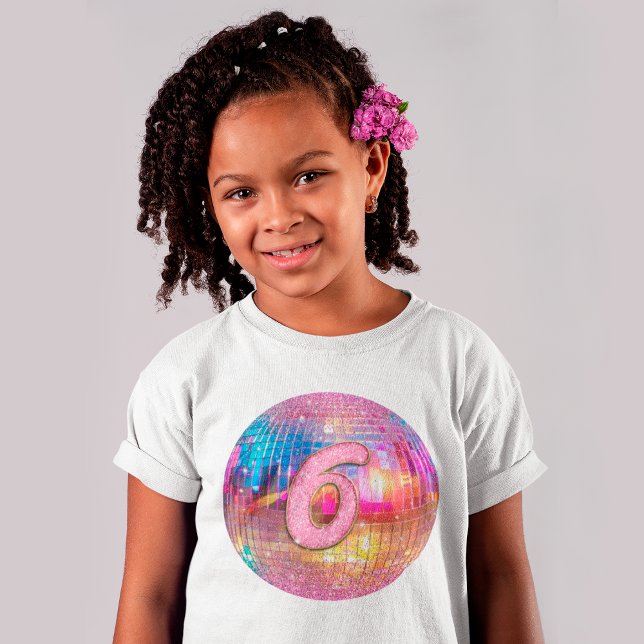 Camiseta Fiesta de Cumpleaños 6 años Bola de Discoteca Bril (Subido por el creador)