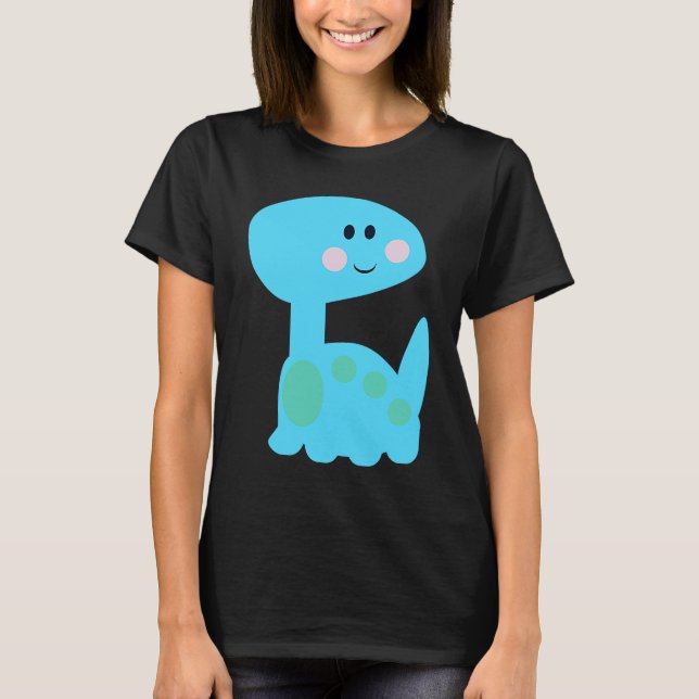 Camiseta Fiesta de cumpleaños azul de los dinosaurios cután (Anverso)