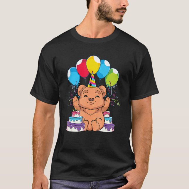 Camiseta Fiesta de cumpleaños Bear Bear Forest Animal Cute  (Anverso)