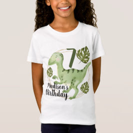 Camiseta Fiesta de cumpleaños con dinosaurio y purpurina de