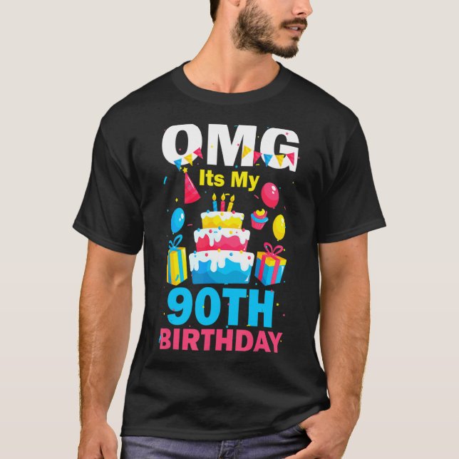 Camiseta Fiesta de cumpleaños de 90 años OMG Feliz cumpleañ (Anverso)