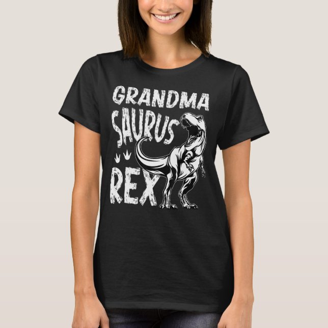 Camiseta Fiesta de cumpleaños de Abuela Saurus Rex Dino Fa  (Anverso)
