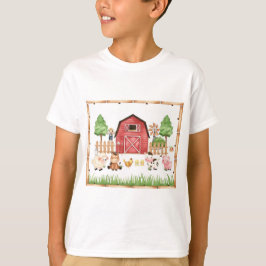 Camiseta Fiesta de cumpleaños de animales de la granja roja