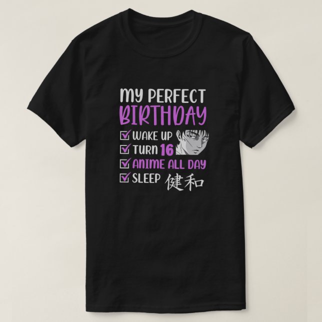 Camiseta Fiesta de cumpleaños de Anime de 16 años 16º Chica (Diseño del anverso)