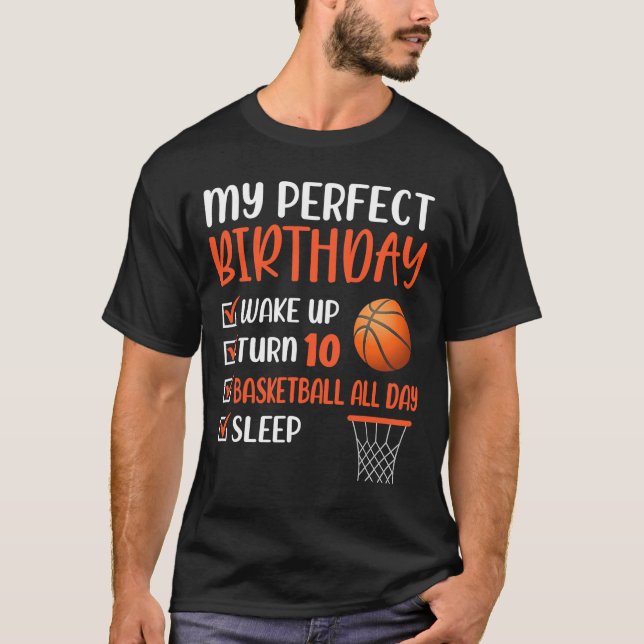 Camiseta Fiesta de cumpleaños de baloncesto de 10 años 10th (Anverso)