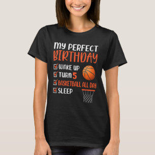 Camiseta Fiesta de cumpleaños de básquetbol de 5 años 5º cu