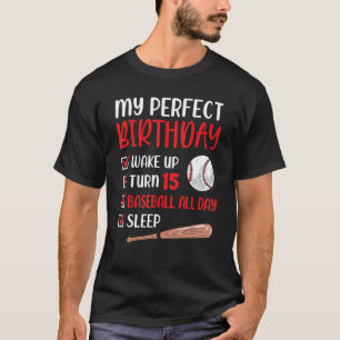 Camiseta Fiesta de cumpleaños de béisbol de 15 años 15th Bo