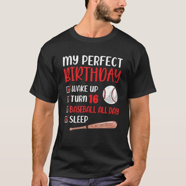 Camiseta Fiesta De Cumpleaños De Béisbol De 16 Años 16º Sex (Anverso)