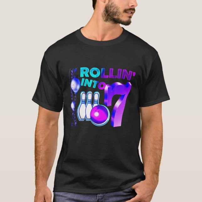 Camiseta Fiesta De Cumpleaños De Bolos 7 Años (Anverso)