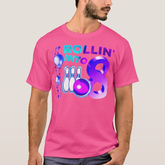 Camiseta Fiesta De Cumpleaños De Bolos 8 Años (Anverso)