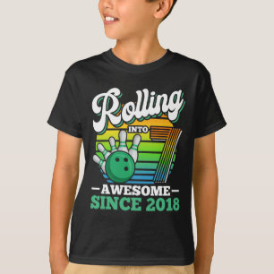 Camiseta Fiesta de Cumpleaños de Bolos Cumpliendo 7 Años Ni