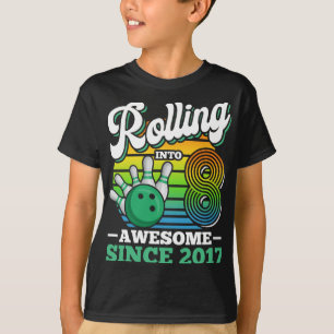 Camiseta Fiesta de Cumpleaños de Bolos Cumpliendo 8 Años Ni