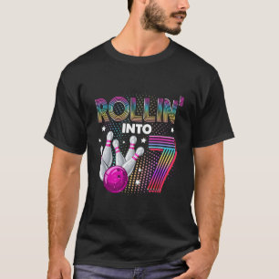 Camiseta Fiesta de Cumpleaños de Bolos Rodando Hacia 7 Cump