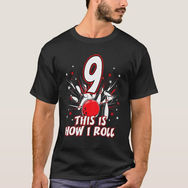 Camiseta Fiesta de cumpleaños de Bowling de 9 años Cómo hag (Anverso)