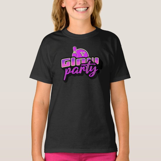 Camiseta Fiesta de Cumpleaños de Bowling Neon Bash (Anverso)