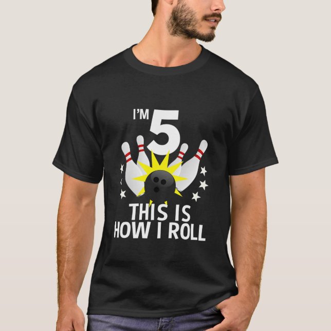 Camiseta Fiesta de cumpleaños de Bowling para niños de 5 añ (Anverso)