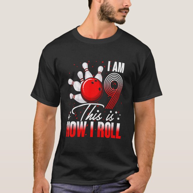 Camiseta Fiesta de cumpleaños de Bowling para niños de 9 añ (Anverso)
