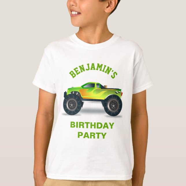 Camiseta Fiesta de cumpleaños de Camión Verde (Anverso)