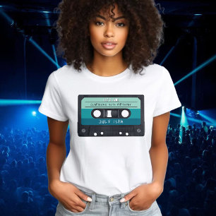 Camiseta Fiesta de cumpleaños de Cassette Tape Blue Retro