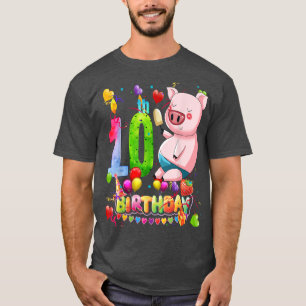 Camiseta Fiesta de cumpleaños de cerdo niño de 10 años 9.º 