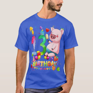 Camiseta Fiesta de cumpleaños de cerdo niño de 13 años 9.º