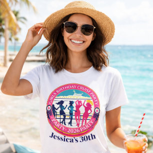 Camiseta Fiesta de Cumpleaños de Chicas Crucero Personaliza