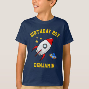 Camiseta Fiesta de Cumpleaños de Cohete Espacial para Niños