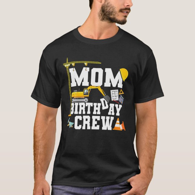 Camiseta Fiesta de cumpleaños de construcción Digger Mom Bi (Anverso)