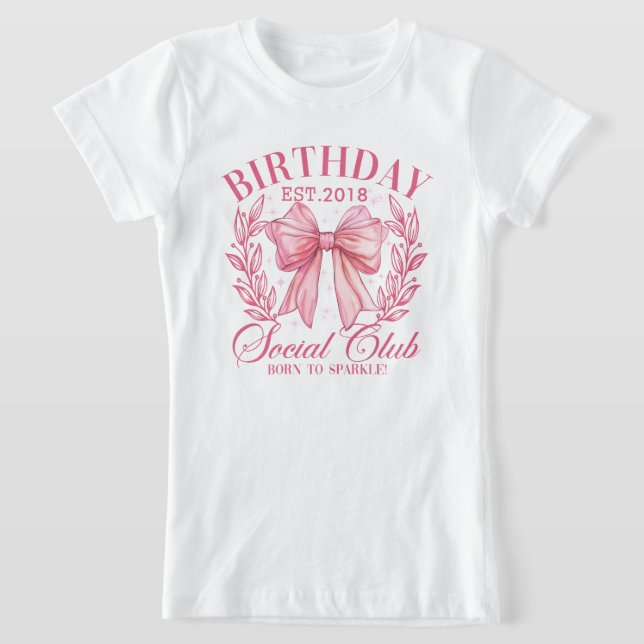 Camiseta Fiesta de cumpleaños de Cute Pink Coquette (Distribución)