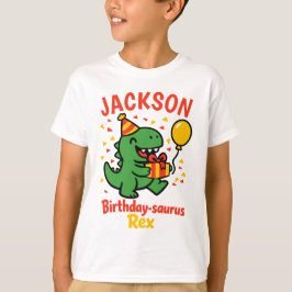Camiseta Fiesta de Cumpleaños de Dinosaurio con Nombre Pers
