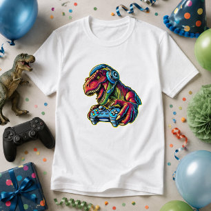 Camiseta Fiesta de cumpleaños de dinosaurios de videojuegos