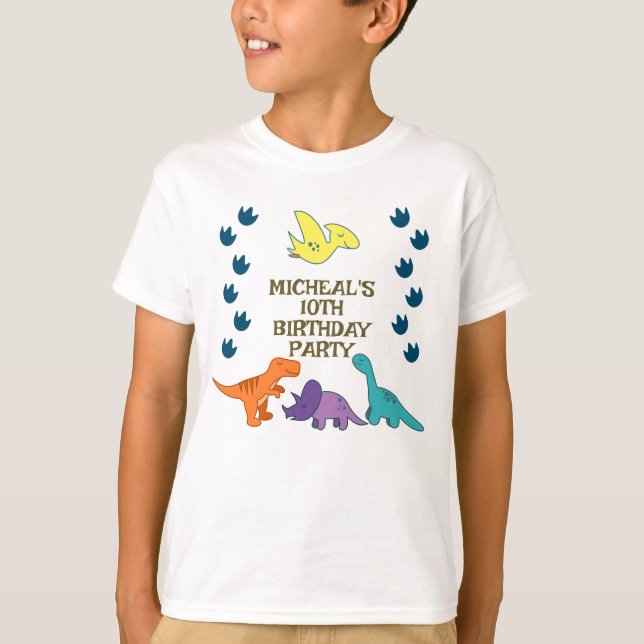 Camiseta Fiesta de cumpleaños de dinosaurios para niños  (Anverso)