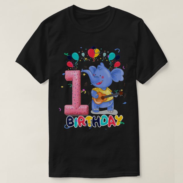 Camiseta Fiesta de cumpleaños de Elefante Infantil Niño Niñ (Diseño del anverso)