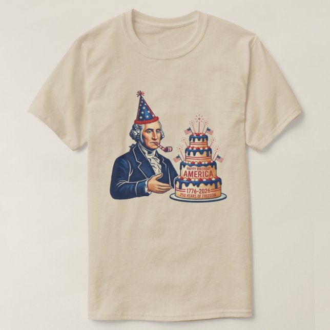 Camiseta Fiesta de cumpleaños de George Washington  (Diseño del anverso)