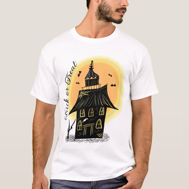 Camiseta Fiesta de Cumpleaños de Halloween Casa Embrujada d (Anverso)