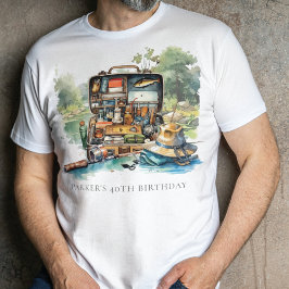 Camiseta Fiesta de cumpleaños de la pesca de acuarela perso