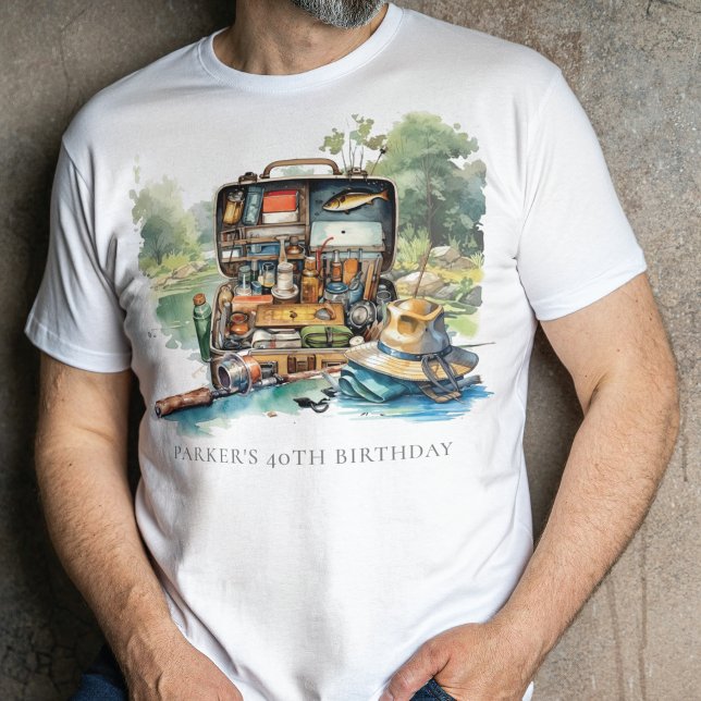 Camiseta Fiesta de cumpleaños de la pesca de acuarela perso (Subido por el creador)