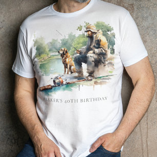 Camiseta Fiesta de cumpleaños de la pesca de acuarela perso