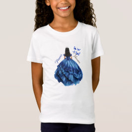 Camiseta fiesta de cumpleaños de la princesa floral azul Ch
