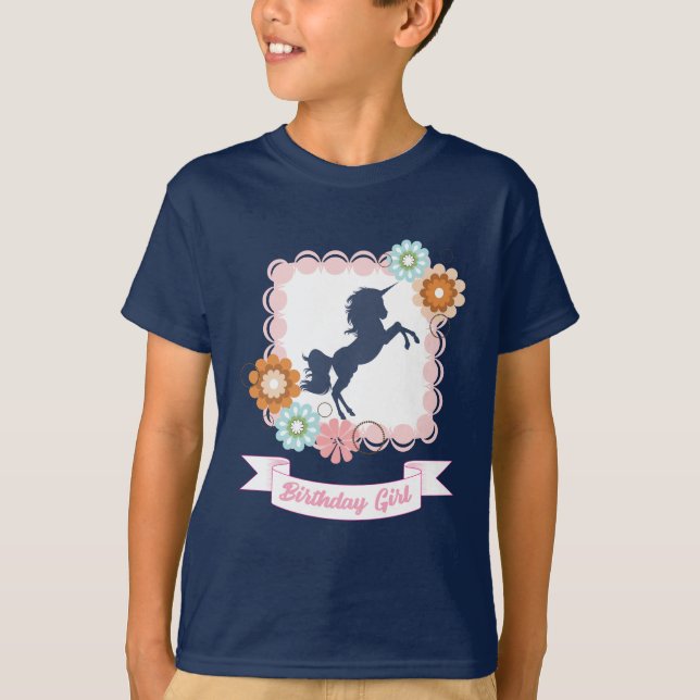 Camiseta Fiesta de cumpleaños de las niñas de Unicorn (Anverso)