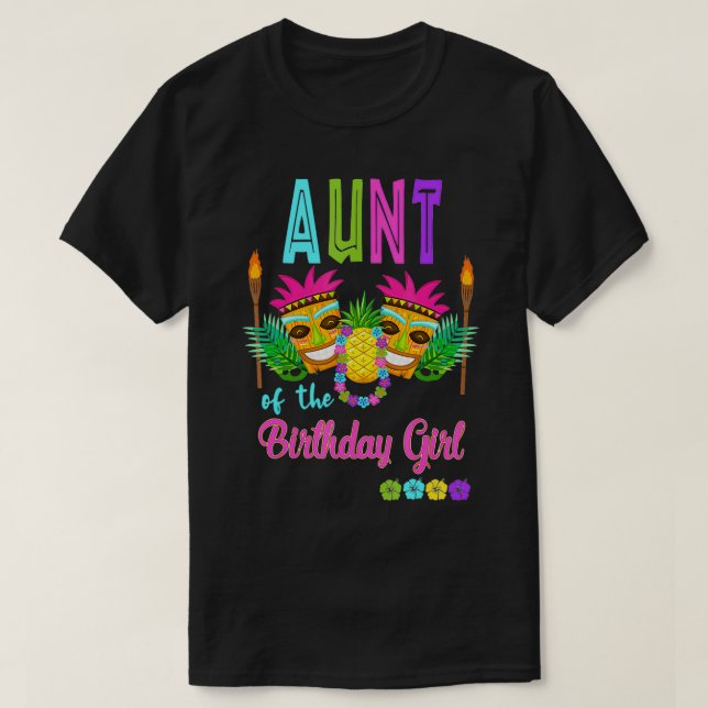 Camiseta Fiesta de cumpleaños de Luau de Hawái que coincide (Diseño del anverso)